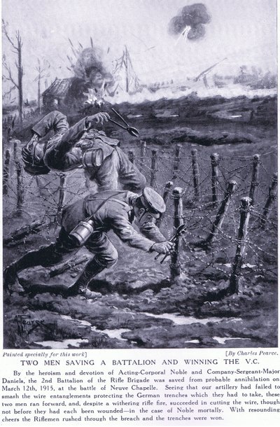 Two Men Saving a Battalion and Winning the VC at Battle of Neuve Chapelle in March 1915 by Charles Pears
